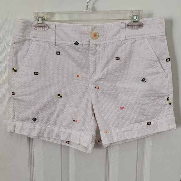 Lilly Pulitzer Pants - Women’s Lilly Pulitzer Cotton Shorts White w/Detailed Nautical Seersucker Sz.6